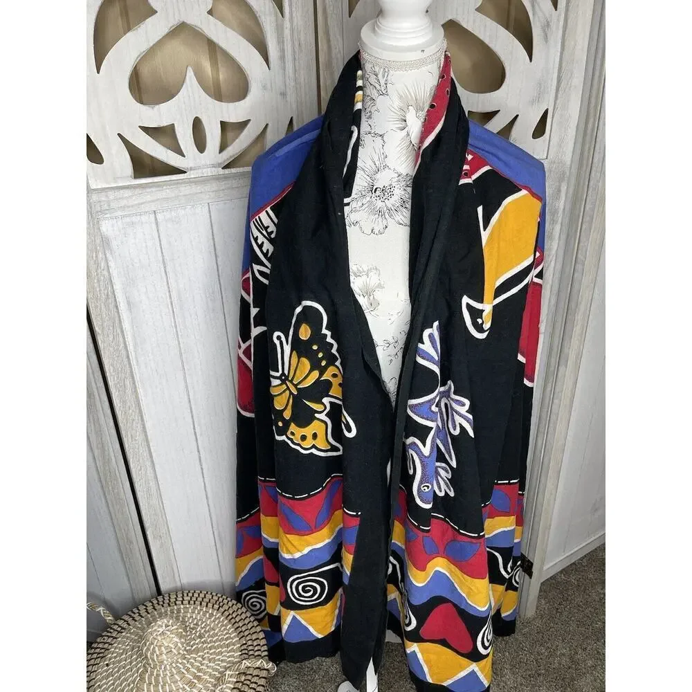 Gypsy Rose Bohemian One World Safari Animals Black Scarf Shawl